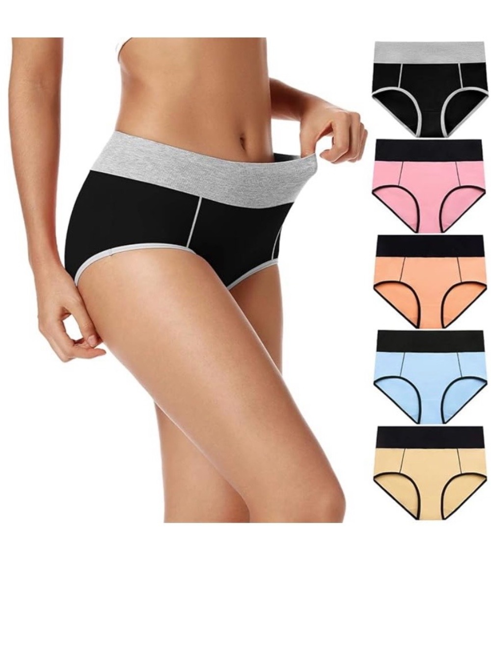 POKARLA Women's 5-Pack Undergarments - Pink, Black, Cream